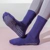 Einfarbige Yogasocken aus Baumwolle bis zur Mitte der Wade, rutschfeste Sportsocken mit Silikonunterseite, für Damen, für Indoor-Fitness, Trampolin, Tanz, Pilates
