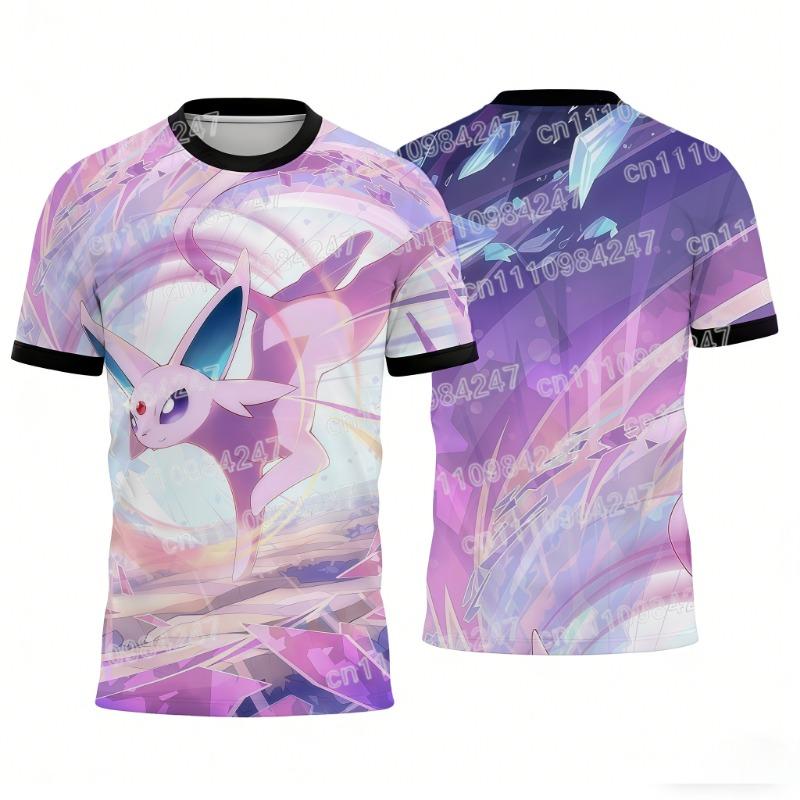 2026 Summer New Espeon Family Matching T-Shirts Parent-Child Couple Casual Tees Unisex Short Sleeve Tops for Kids Adults Sports 110