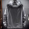 Herren Kapuzenjacke Glänzende Oberfläche Reißverschluss Einfarbig Slim Fit Wasserdicht Frühling Herbst Elastische Bündchen Mantel Streetwear