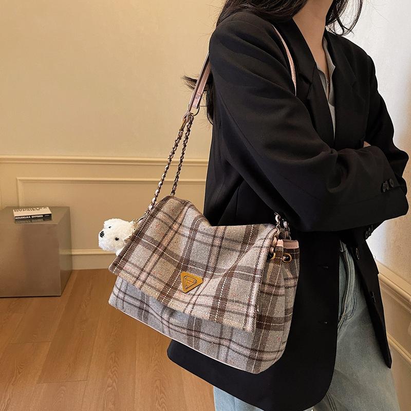 Wholesale Winter College Wind Cloth Plaid Bag Women's 2025 New Tote Bag Casual Large Capacity Backpack