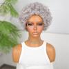 Damen Graue Perücke Synthetisch Natürlich Gestufter Haarschnitt Kurze Lockige Perücke mit Pony Ältere Damen Großmutter Perücke Cosplay