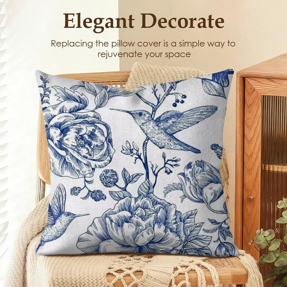 

Blue And White Porcelain Cushion Cover Natural Linen Organic Fabric DoubleSided Printing Sofa Home Decor Gift Pillow Case 30x30cm