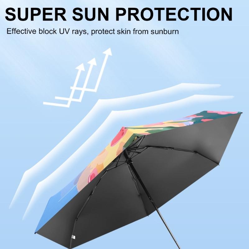 Oil Painting Umbrella Folding Rain Umbrella Travel Umbrella Small Umbrella Folding Umbrella Rain & Sun Umbrella