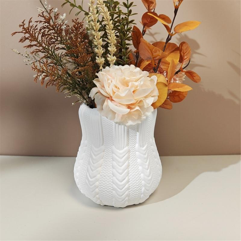 Silicones Dried Flower Vase Mold with Cable Knit Pattern Creative Art Project Tool For Tabletop Displays And Crafts