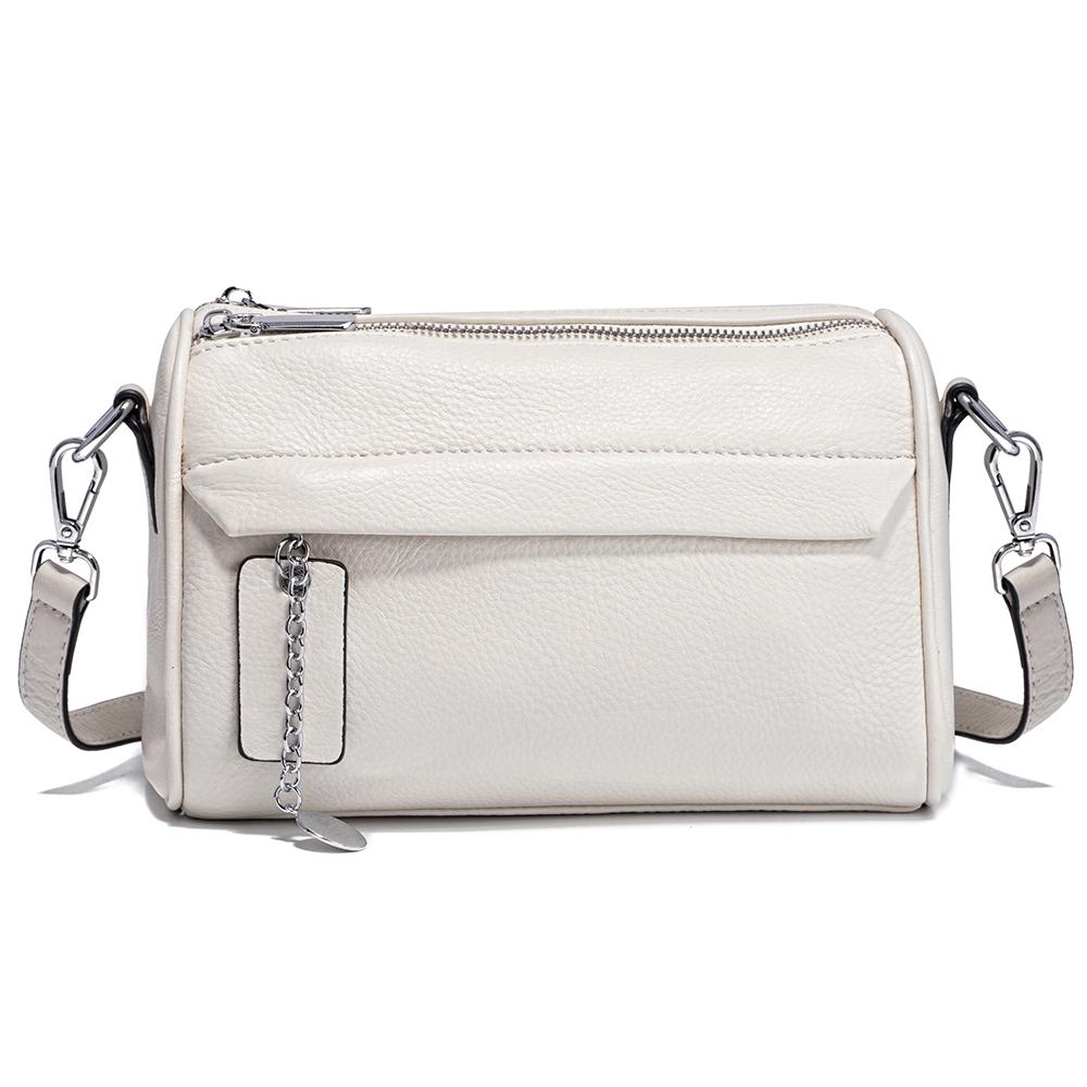 Zency Sac à bandoulière décontracté en cuir souple pour femme Poches à double fermeture éclair Petit sac d'été à porter sous l'aisselle Bandoulière