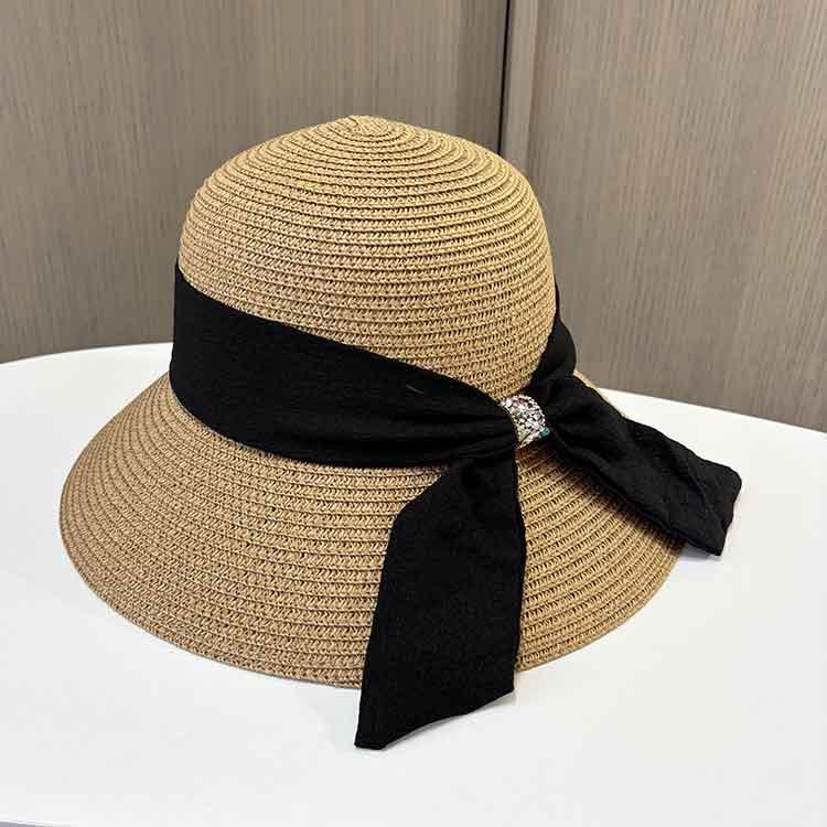 Straw Hat Women Spring and Summer Dome Sunshade Top Hat Sunscreen Sun Hat Fashion Streamer Beach Hat
