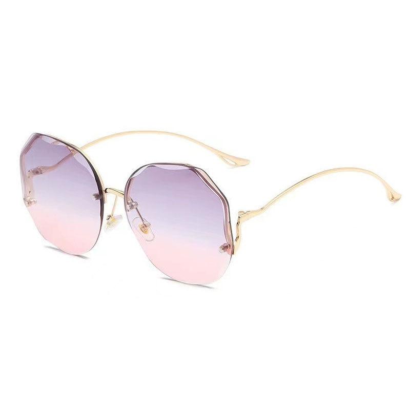2pc Sunglasses For Women Fashion Rimless Beach Gradient Sunglass Lady Retro Summer Shades UV400 Eyeglasses