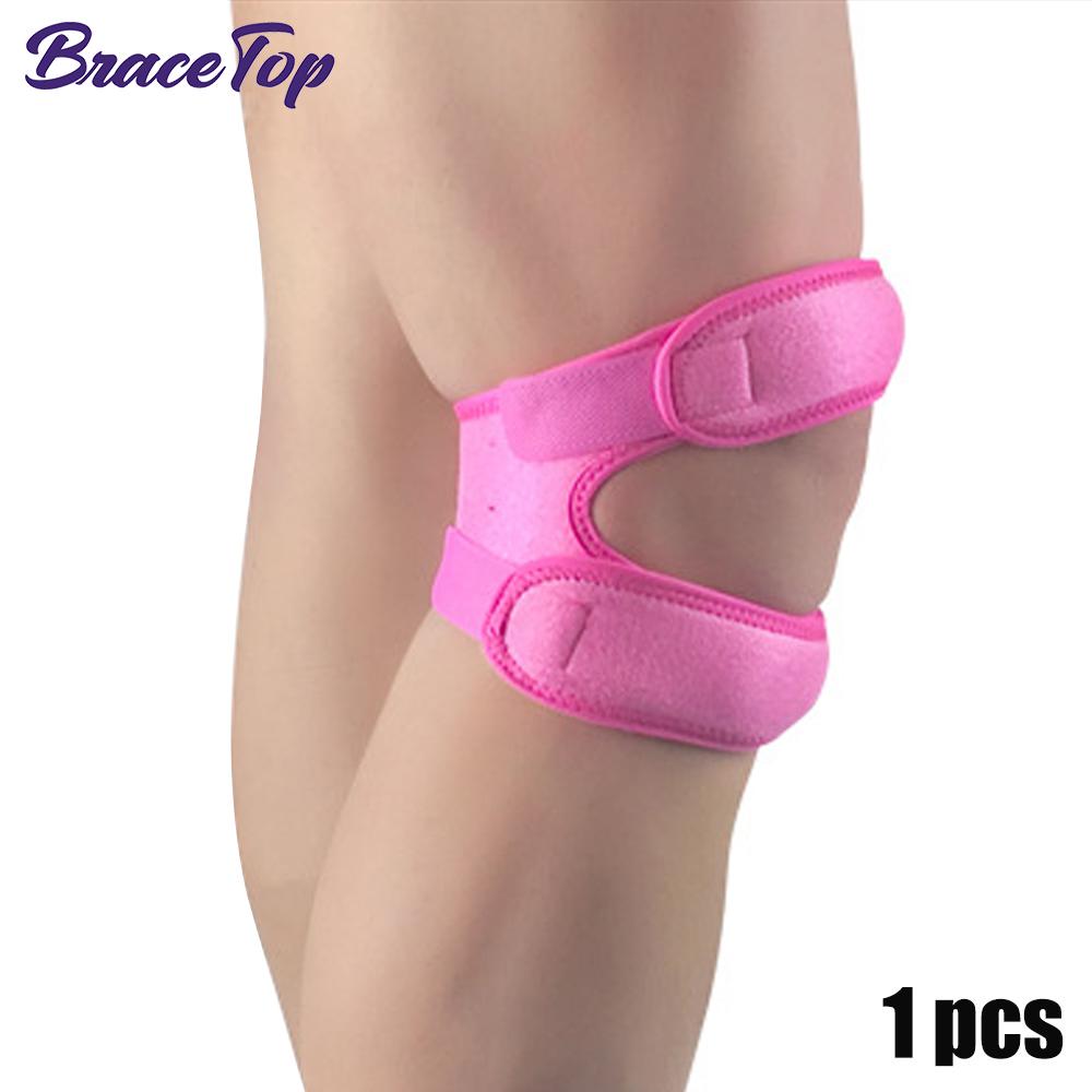 Bracetop 1 Pcs Sports Kneepad Double Patellar Knee Patella Tendon Support Strap Brace Pad Protector Open Knee Wrap Band Fitness
