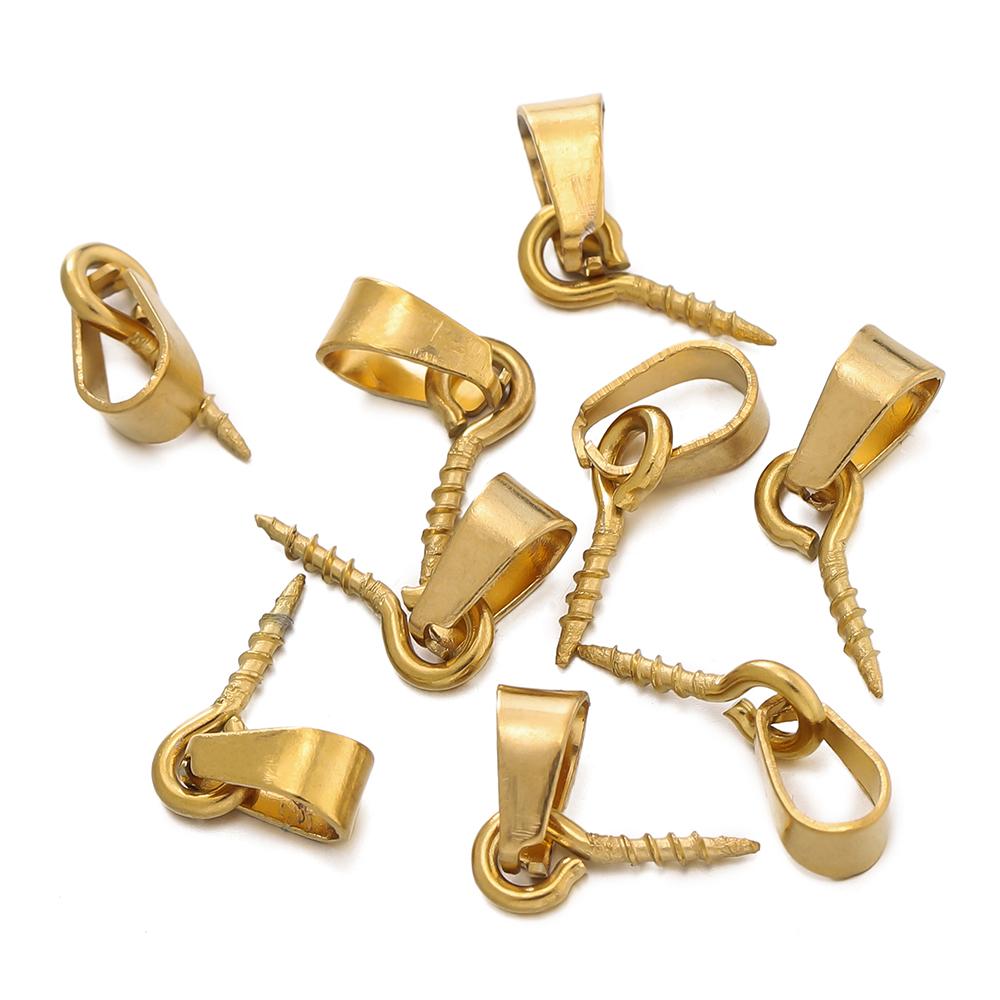 20pcs Stainless Steel Screw Eye Pins Bail Top Drilled Beads End Pendant Charms Connectors Dangle Charm for DIY Jewelry Making