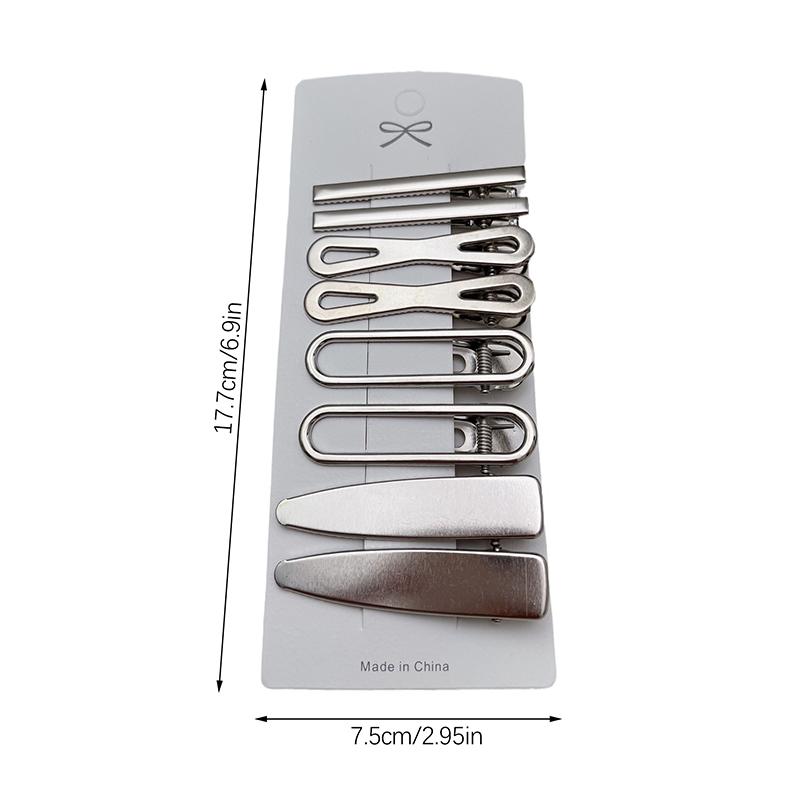 8Pcs Girl Hair Pins Silver Metal Duckbill Clip Women Hair Clips Side Bangs Female Ladies Barrettes Hair Accessories