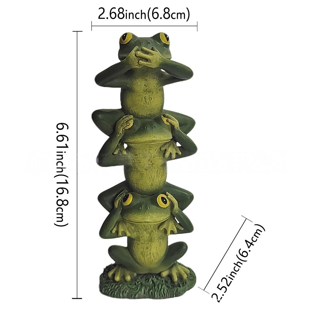 Зеленая смоляная лягушка-украшение: Песочный реквизит «Не вижу зла, не слышу зла, не говорю зла»