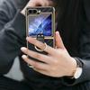 Luxuriöse galvanisierte Handyhülle für Frauen und Mädchen mit Displayschutzfolie und Ring für Samsung Galaxy Z Flip 6 5 4 3 Hülle