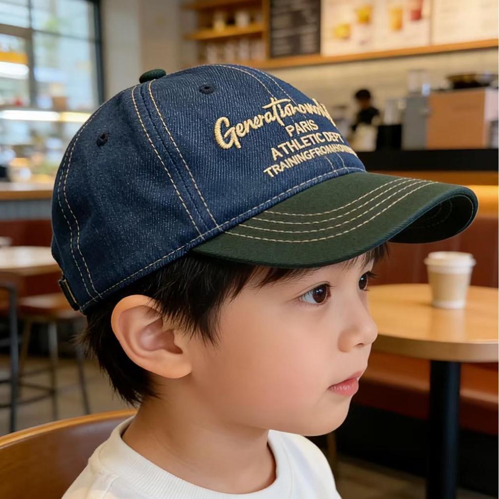 Kids' Retro Denim Baseball Cap - Spring/Autumn Sun Protection for Boys & Girls