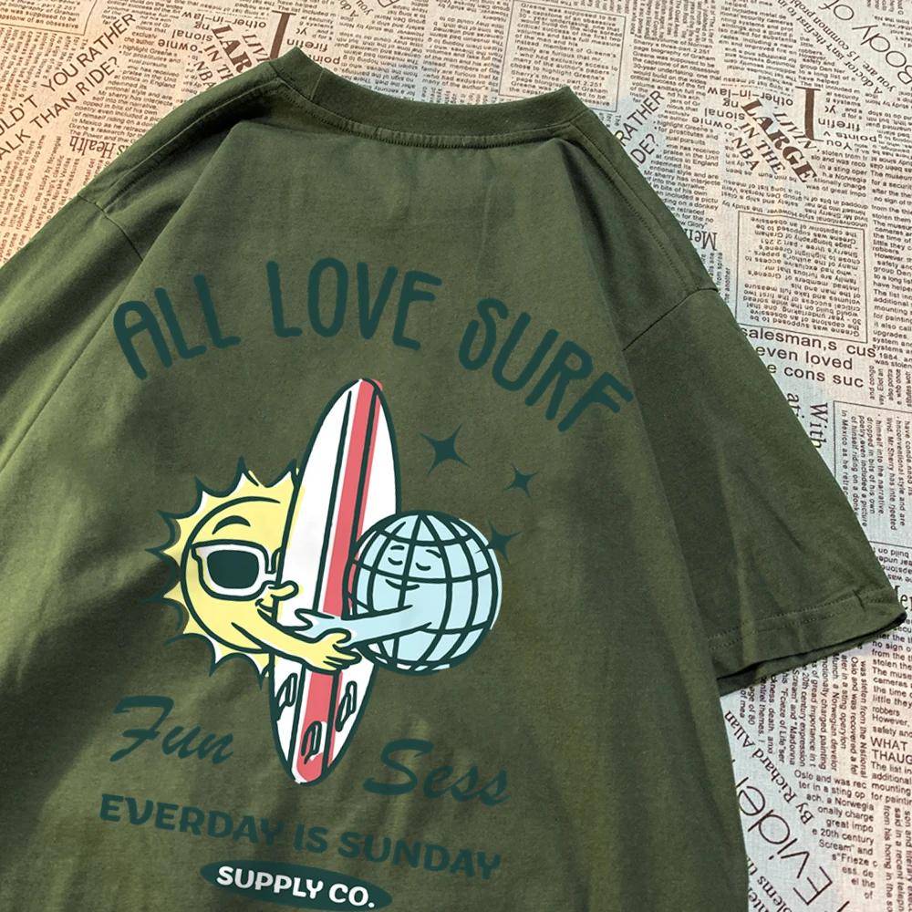 Soare și Pământ Toate Dragostea Surf Bărbați Femei Tricou Supradimensionat Lejer Haine Street Bumbac T Tricou Moda T-Shirts Casual Brand Tricou