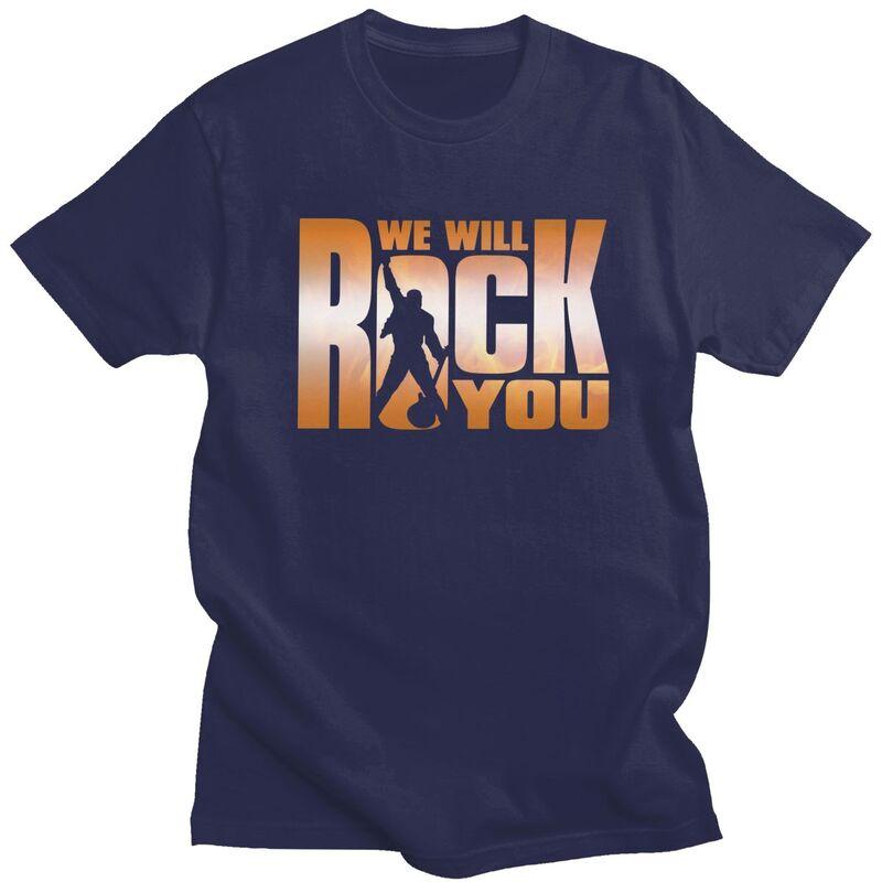 Custom We Will Rock You T Shirts Men 100 Cotton Tees Queen Rock Band Tshirts ShortSleeve Fashion Tshirt Clothing