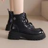 Versatile platform Martin boots women's autumn new fashion heightening thick heel lace-up short boots