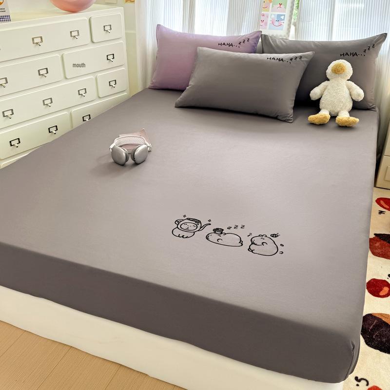 Class A 100% Cotton Fitted Sheet: Soft, Skin-Friendly, Breathable, Sweat-Wicking Mattress Protector for Dormitory Single Simmons.
