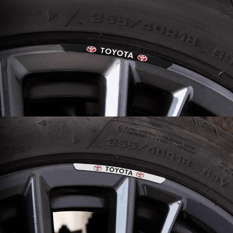 4Pcs Aluminum Car Wheel Hub Badge Sticker Tire Rim Decor Decal for Toyota Trd Corolla Camry RAV4 CHR Yaris Prius Prado Auris Avensis