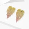 Valentine's Day Gradient Heart Rhinestone Tassel Earrings – Elegant Women's Stud Earrings