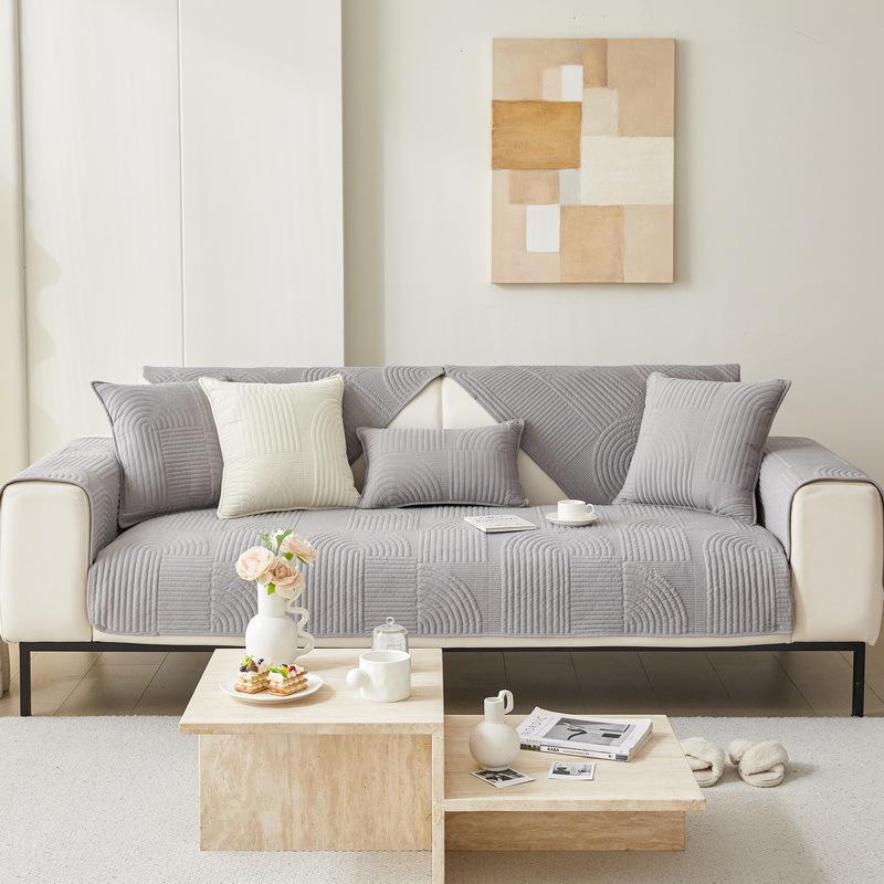 Cream Wind Advanced Sofa Cushion  New Autumn And Winter Milk Fleece Seat Cushion Fixed Non-Slip Sofa Cover Cover Cloth