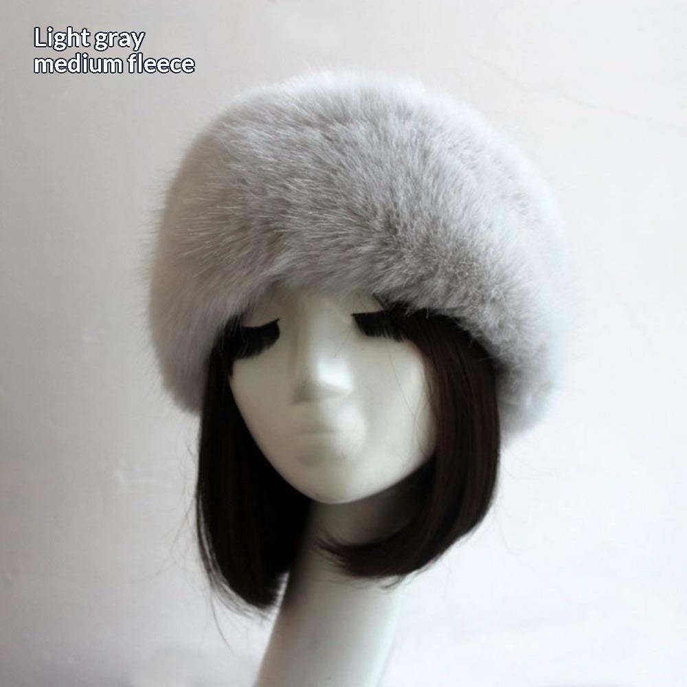 Women's Hat Faux Fox Fur Headband Hat Autumn and Winter Warm Headband Hat Plush Open Top Hat