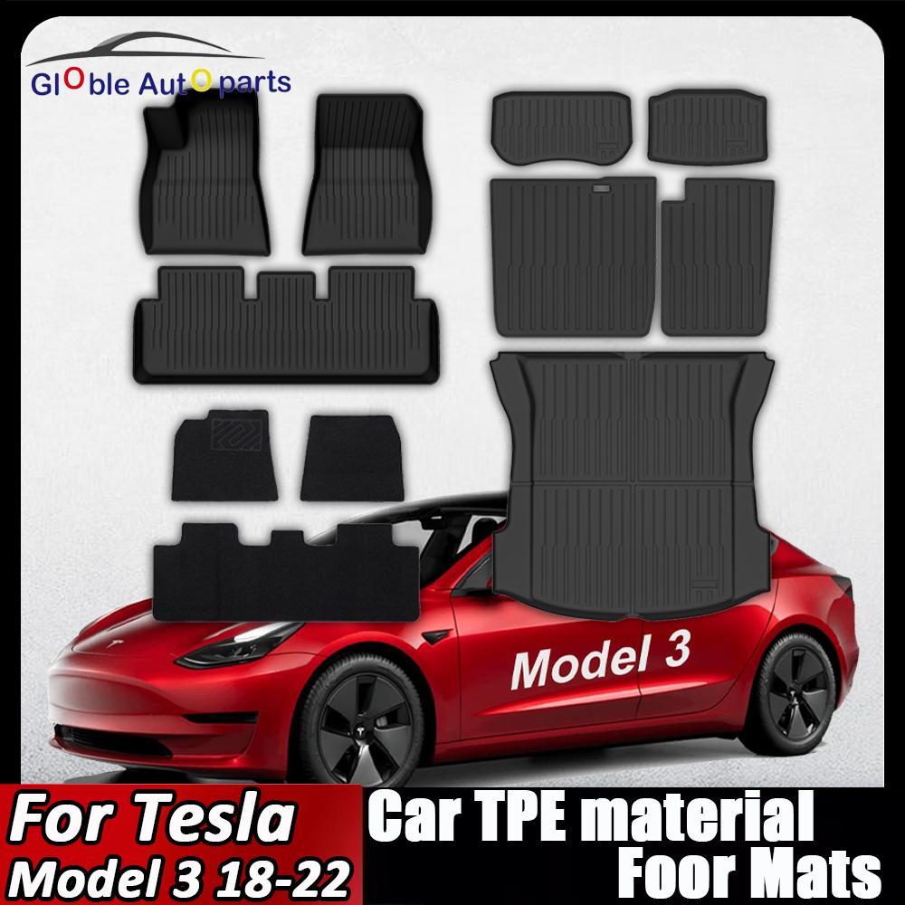 Car Floor Mats For Tesla Model 3 2018 2019 2020 2021 2022 Premium All Weather Anti-Slip Waterproof TPE Floor Liners Mat Pads