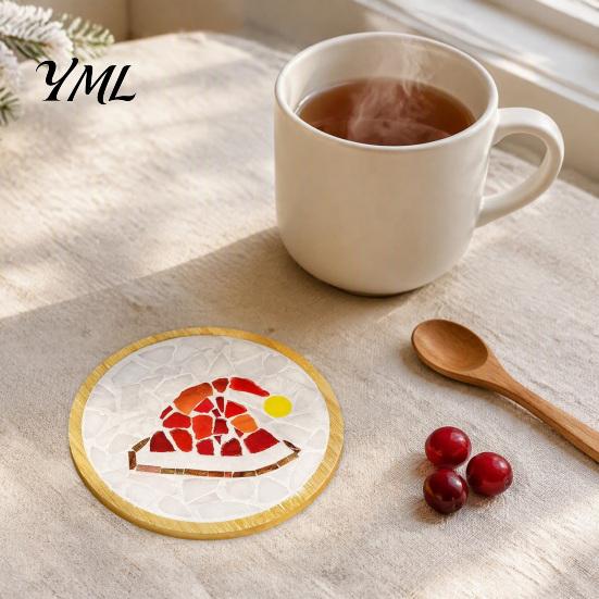 Family Fun Crafting for Christmas Mosaic Coaster DIY Kit, Festive Art Santa Wreath Creative Table Decorations Snowman Pattern, Tile Craft Kit Adults,