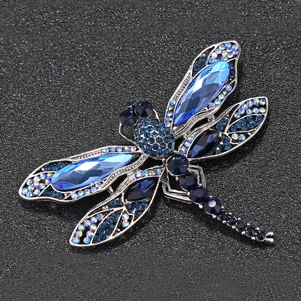 Blaue Kristall Vintage Libelle Broschen Für Frauen Hochwertige Mode Insekt Brosche Pins Mantel Zubehör Tier Schmuck Geschenke