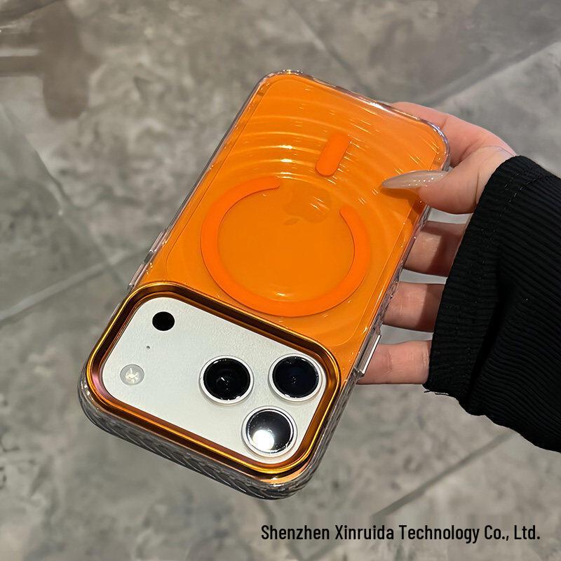 

iPhone 17 Pro Max Transparent Wave Magnetic Absorption Drop-proof Case 14 оранжевый