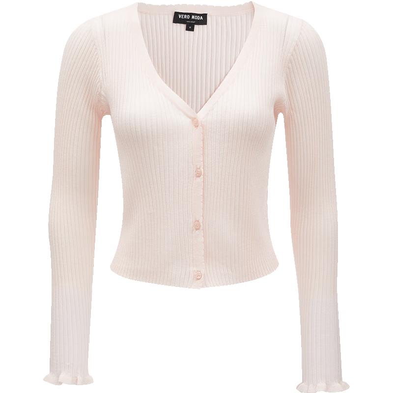 VEROMODA V-Neck Ruffle Cuff Solid Knit Cardigan