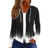 Women's Fashion Casual Zip Up Hooded Print Long Sleeve Sweatshirts Coat