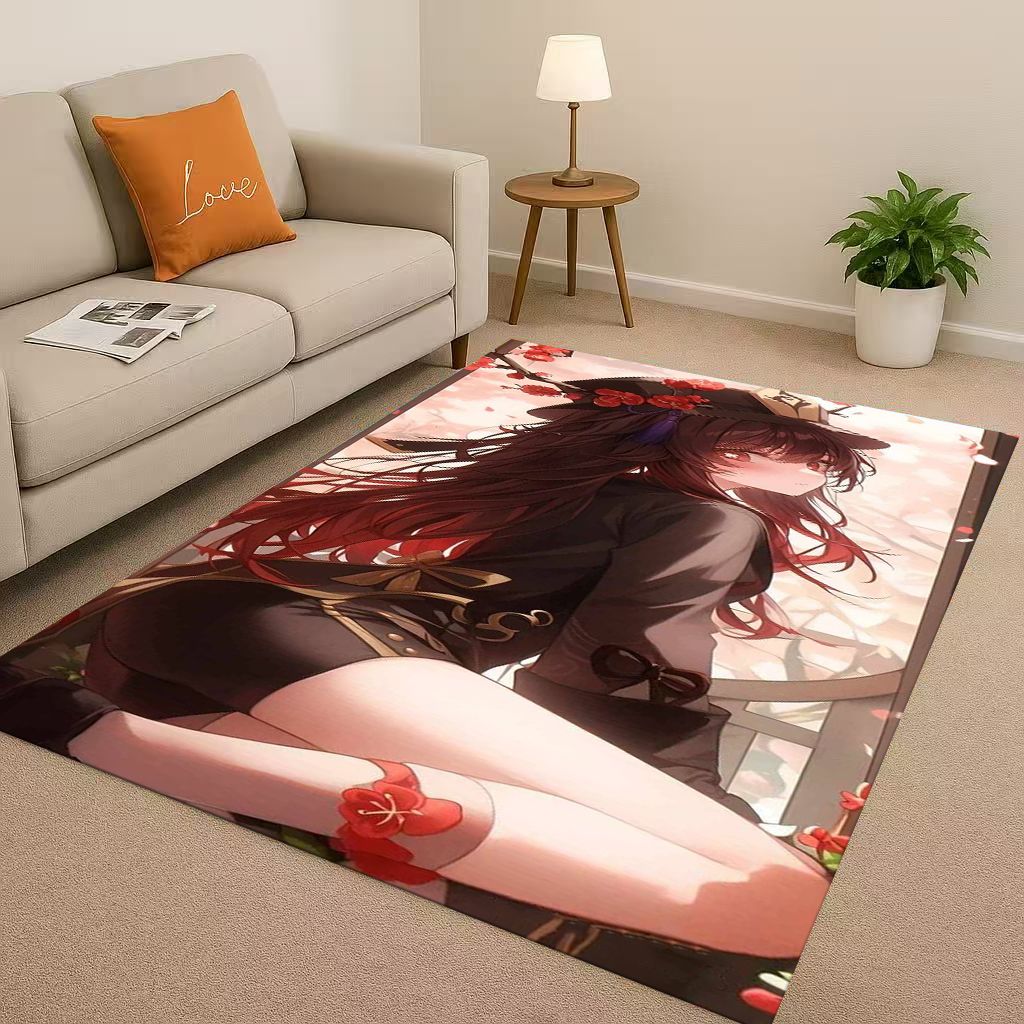 Game Genshin Impact Cartoon Living Room Non-Slip Area Rug Soft Carpet for Bedroom Playroom Sofa , Easy Clean Home Decor Doormat