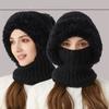 Versatiles Knitted Hat Women Ponytail Hat with Integrated Vintage Neck Warmer for Women with Neck Warmer