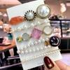 5Pcs/Set Fashion Smiley Pearl Hair Clip For Women Girl Geometric Acetate Barrettes Hairpin Headwear Hair Accessories  Trendy