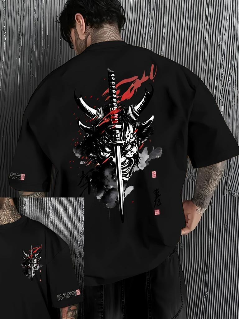 Samurai Pattern Printed Tshirt Young Fashion Tshirt Mens Fashion Clothing Tshirt Mens Tshirt