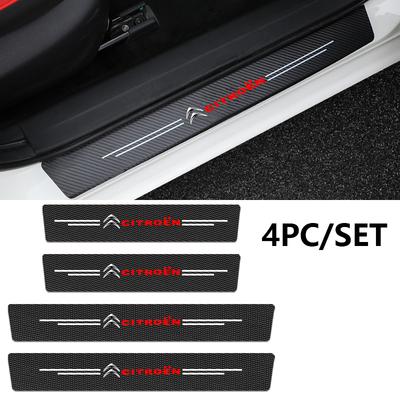 4Pcs Carbon Fiber Car Door Sill Plate Protectors Stickers For C1 C2 C3 C4 C5 C6 C8 Picasso Cactus Vts Aircross C-Elysee