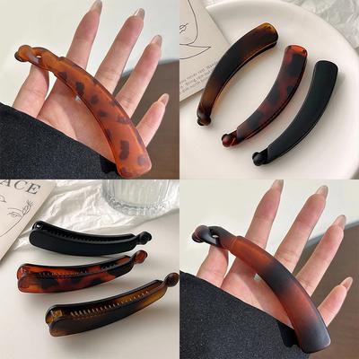 New Korean Simple Banana Grab Clip for Women Fashion Temperament Anti Slip Large Vertical Clip Girl Geometric Hair Accessories