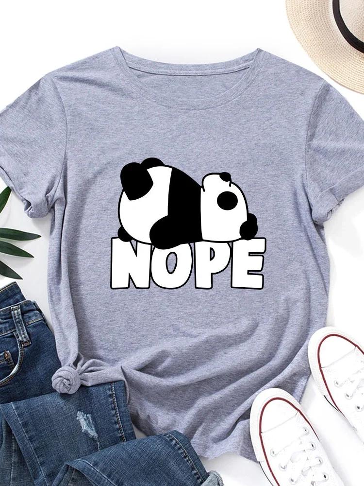 Cute Nope Panda Print T Shirt WoUnisex Short Sleeve O Neck Loose Tshirt Summer WoUnisex Causal Tee Shirt Tops Camisetas Mujer