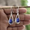 Solid 925 Sterling Silver Lapis Lazuli Gemstone Women Dangle Handmade Earring Anniversary Gift Jewelry