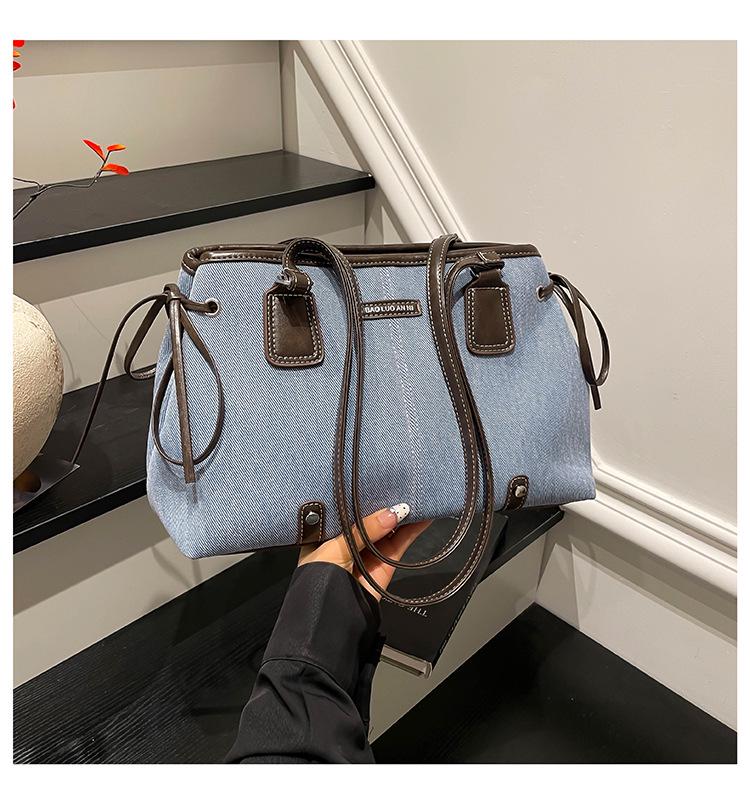 

Women s Versatile Retro Denim Tote Bag with Bowknot Design