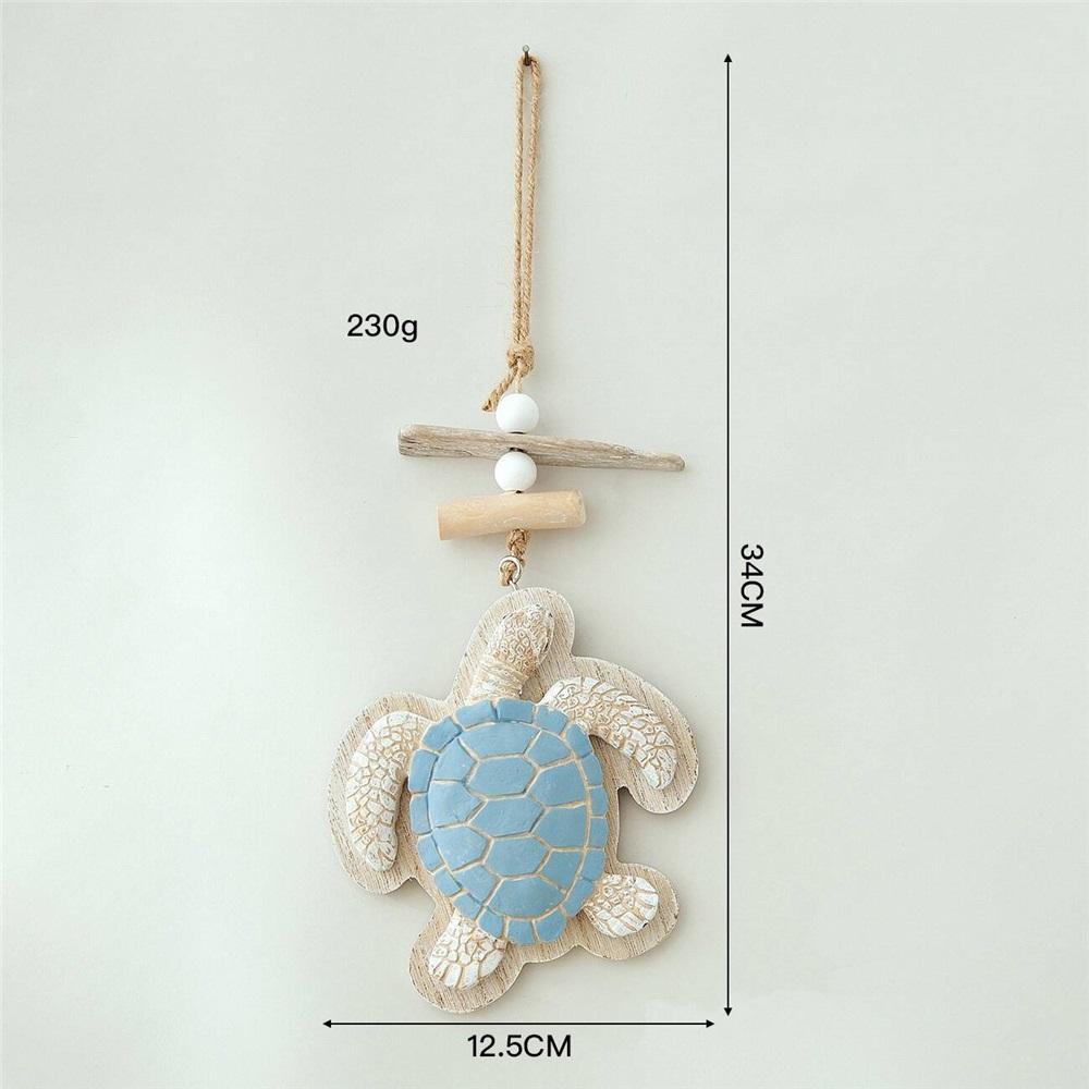 

Handcrafted Sea Turtle Wall Hanging – Coastal Driftwood Decor With Jute Rope & Beads – 4 Colors, 34x12.5cm – Nautical Beach Home Art A
