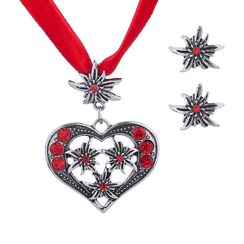 

Edelweiss Women s Luxury Necklace: Heart Diamond Flower Choker красный