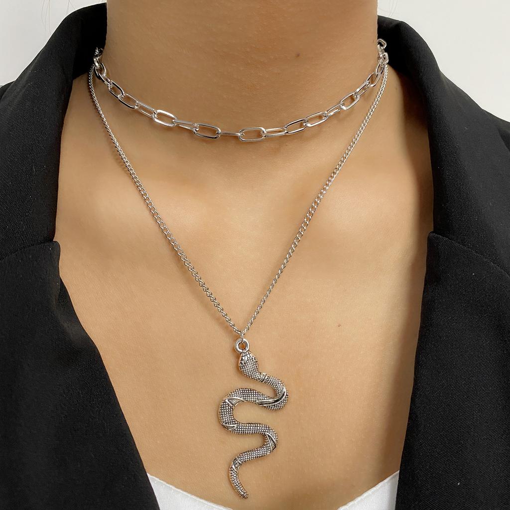 European and American Personality Punk Chain Snake Pendant Hot-selling Niche Design Street Hip-hop Wind Alloy Necklace