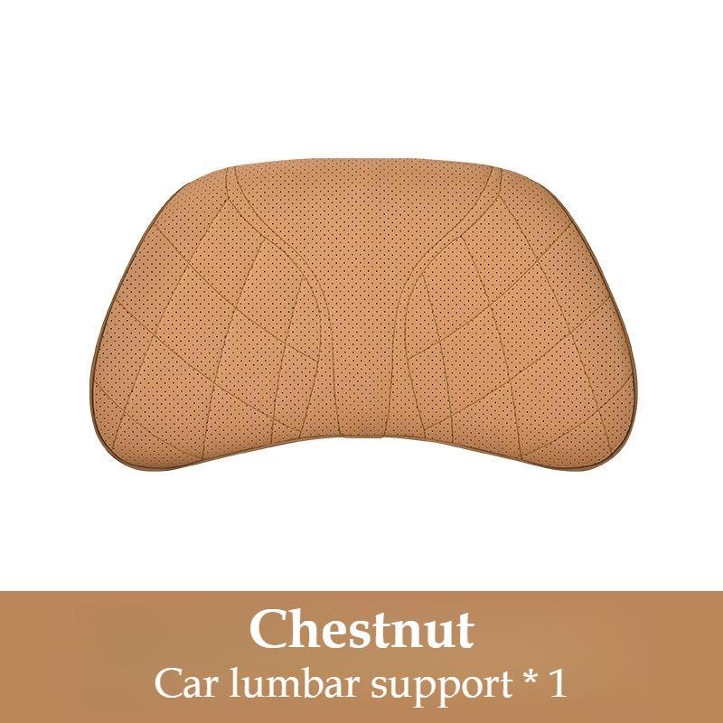 Memory Foam Car Neck Pillow Waist Pillow Nappa Leather Car Headrest And Lumbar Set Seat Accessories Car Neck And Lumbar Support