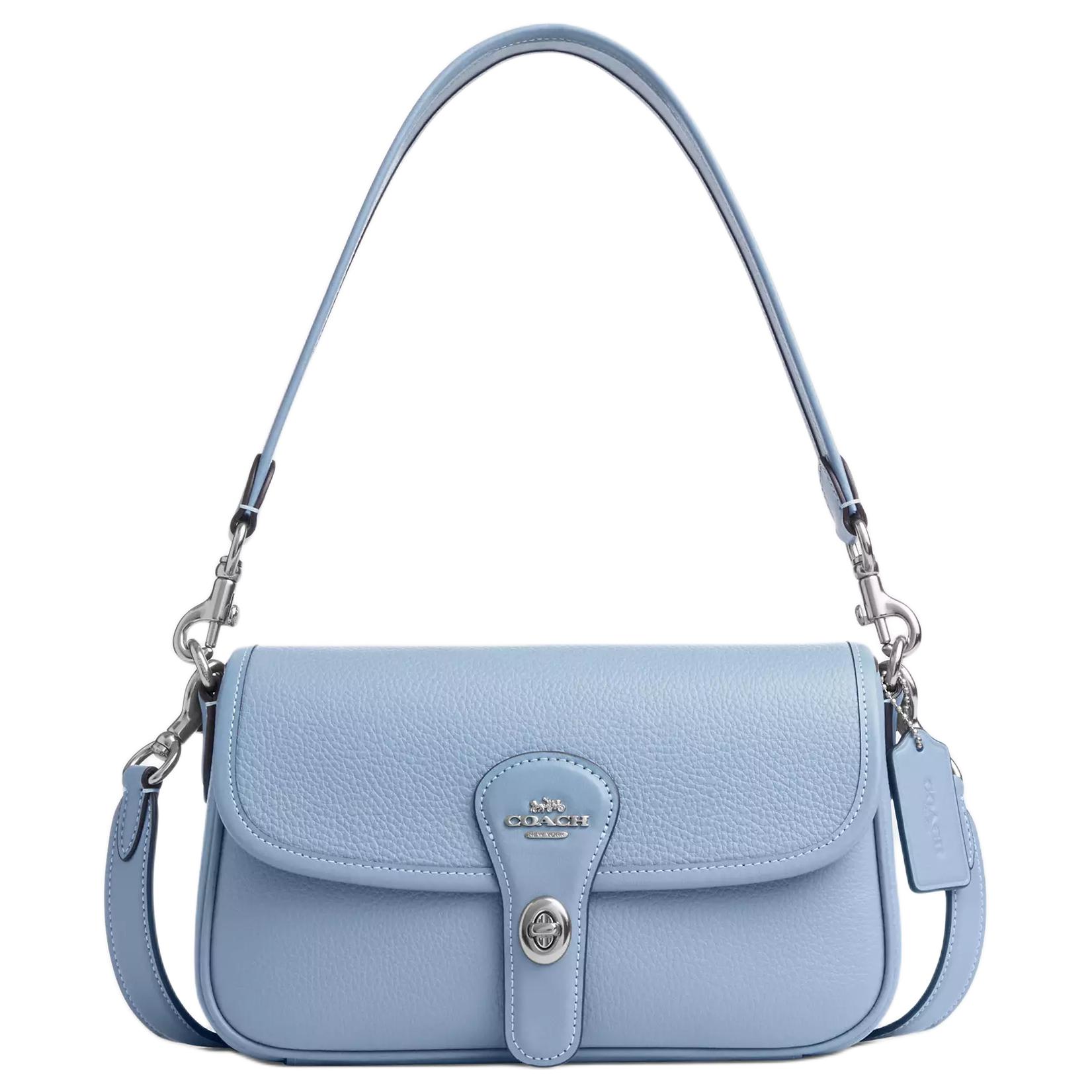 

Coach Hadley 25 Logo Silver Hardware Pebble Leather Crossbody Shoulder Bag Medium Women bags Blue CY683-SVPUB Basic Set (Bag+Dust Bag)