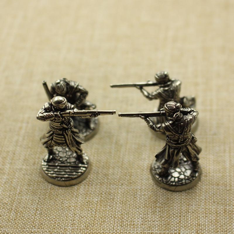 Pure White Samurai Copper Soldier Tabletop Battle Toy Model Ornament