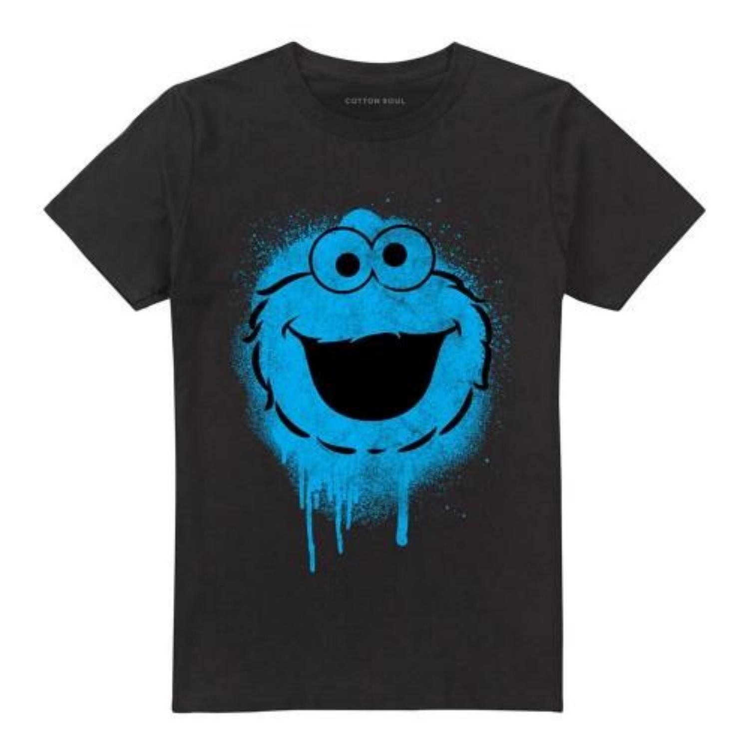 

Sesame Street Unisex Adult Cookie Monster Graffiti T-Shirt S чёрный