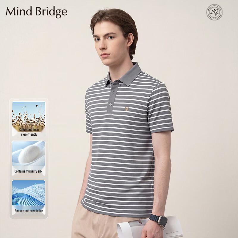 

Mind Bridge Men s Striped Silk Blend Polo Shirt 2XL