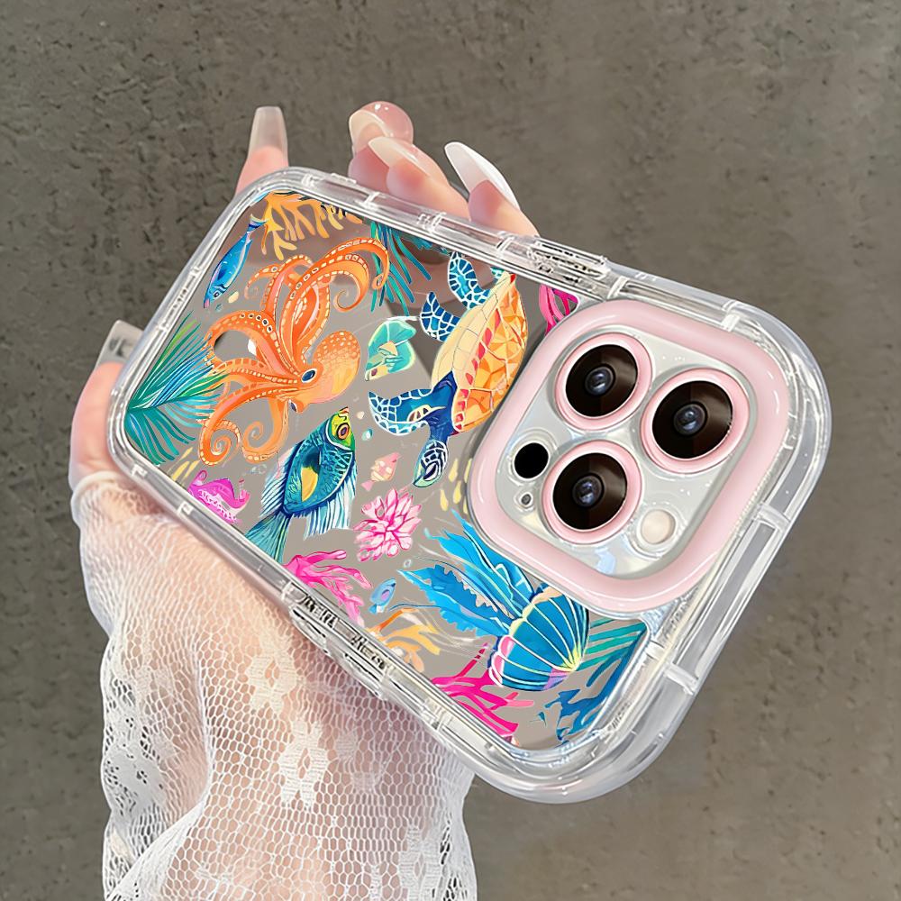 Summer Marine Elements Pattern Mirror Phone Case For iPhone 17 Air 16 Pro Max 17 15 14 13 12 11 8 Plus X Protection Back Cover