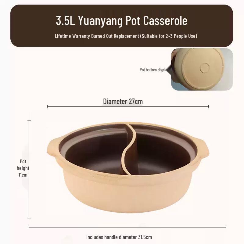 

Традиционный керамический хот-пот Юаньян: Большой глиняный горшок для супа на углях для улицы или помещения